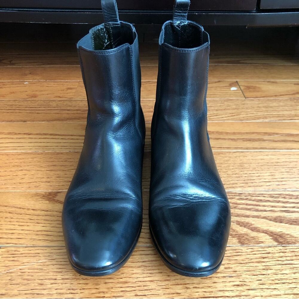 JUST CAVALLI 100% Calfskin Leather Black Flat Ankle Boots Women’s Sz 8 US 39 EUR - Picture 3 of 13